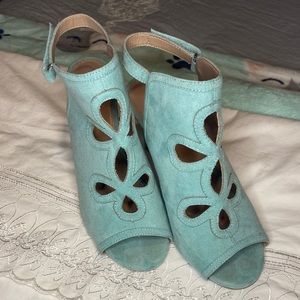 Lane Bryant Faux Suede Mint Green Heeled Mules